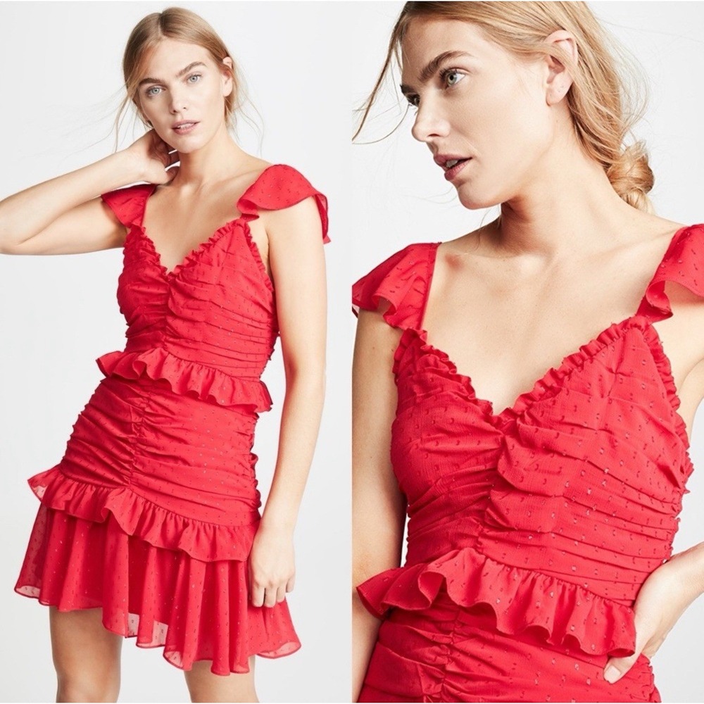 LA MAISON TALULAH Rue Ruffle Mini Dress Red Sz S‎